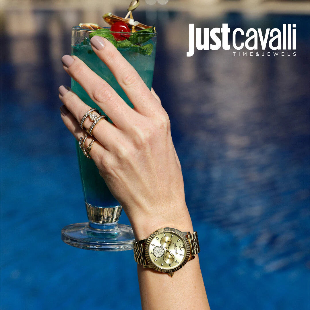 JUST CAVALLI Women's Watch with Gold Stainless Steel Case and Gold Stainless Steel Band