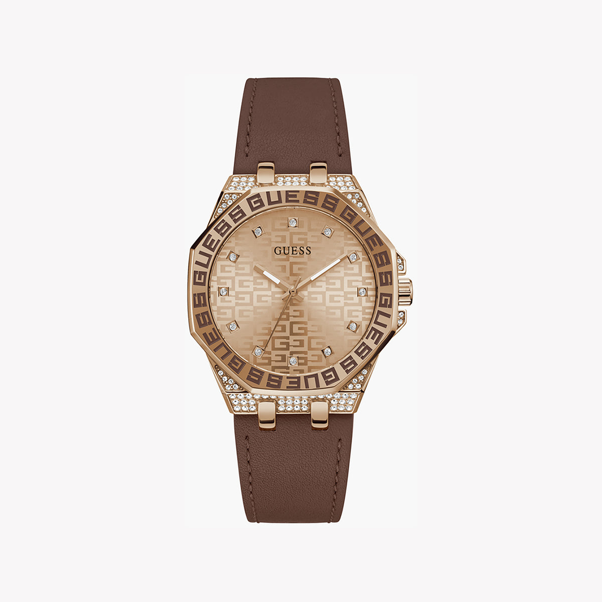 GUESS GW0547L2 ROSE GOLD ELEGANCE - STUNNING WOMEN'S TIMEPIECE WITH LEATHER BAND