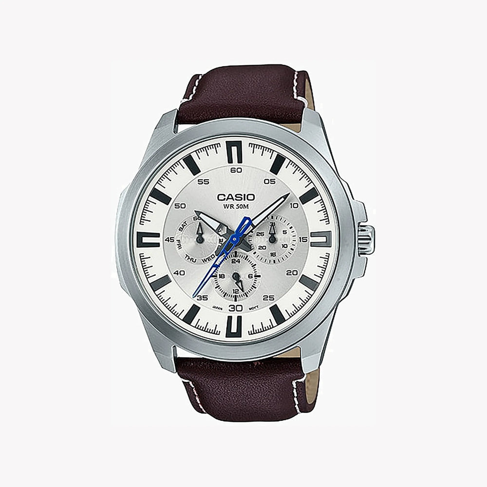 Casio Mtp-Sw310l-7avdf Elegant Timepiece - Men's Stylish Leather & Stainless Steel Watch by i-watch