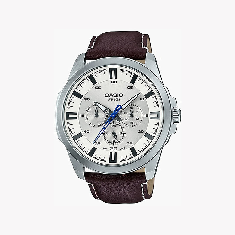 Casio Mtp-Sw310l-7avdf Elegant Timepiece - Men's Stylish Leather & Stainless Steel Watch by i-watch