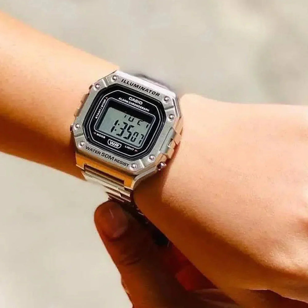 Casio Men's Silver Resin & Stainless Steel Watch, Digital | W-218hd-1av by i-watch
