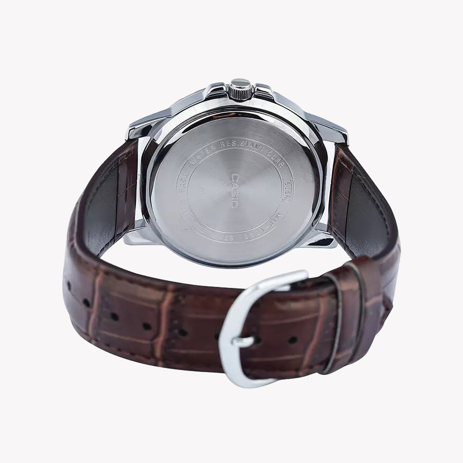 CASIO MTP-VD01L-7CVUDF SPORTY ELEGANCE - MEN'S TIMEPIECE WITH BROWN LEATHER BAND AND SILVER DIAL-i-Watch-2