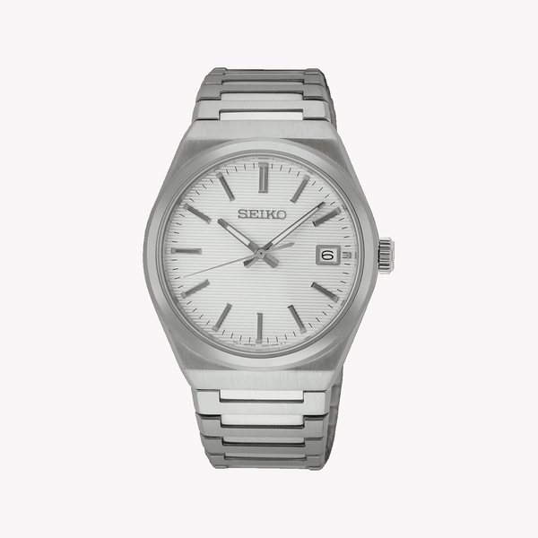 Seiko Men's Silver Stainless Steel Watch, White Dial | Sur553p1 by i-watch
