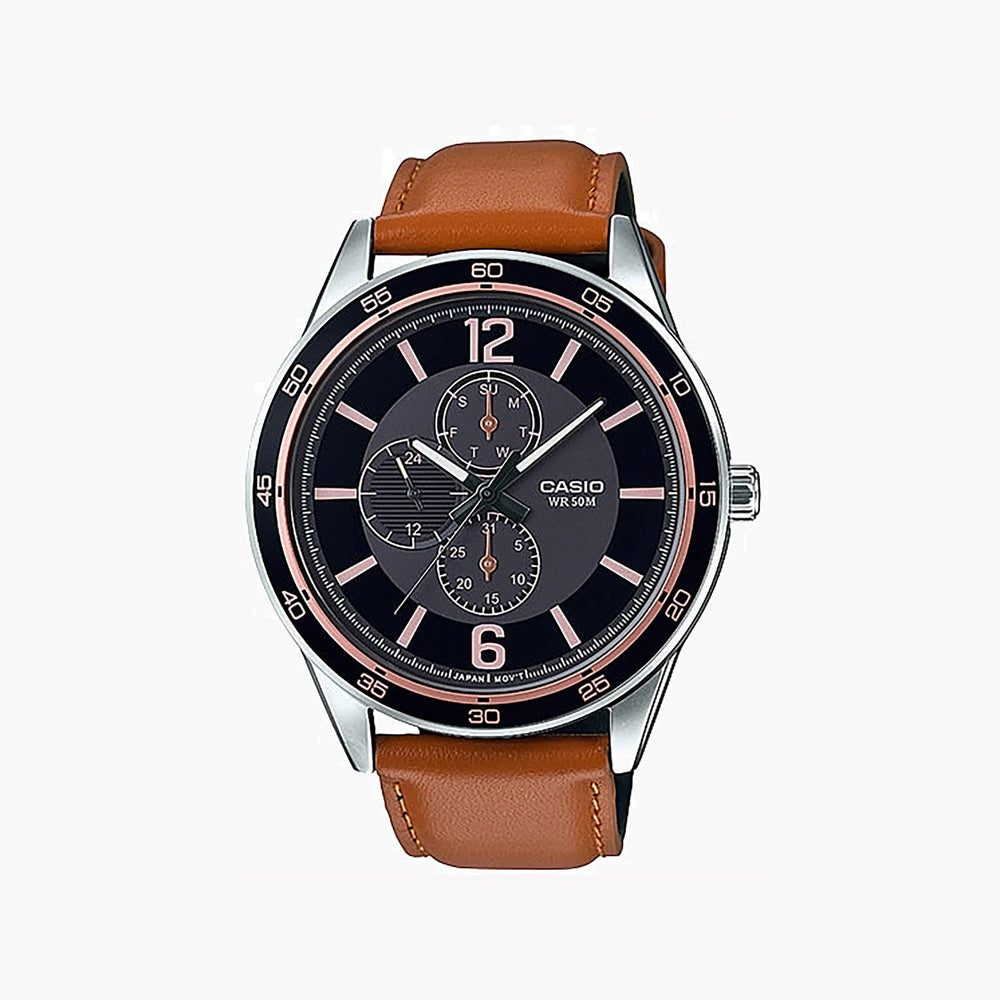 Casio Mtp-E319l-1bvdf Elegant Adventurer - Men's Stylish Leather Watch With Black Dial by i-watch