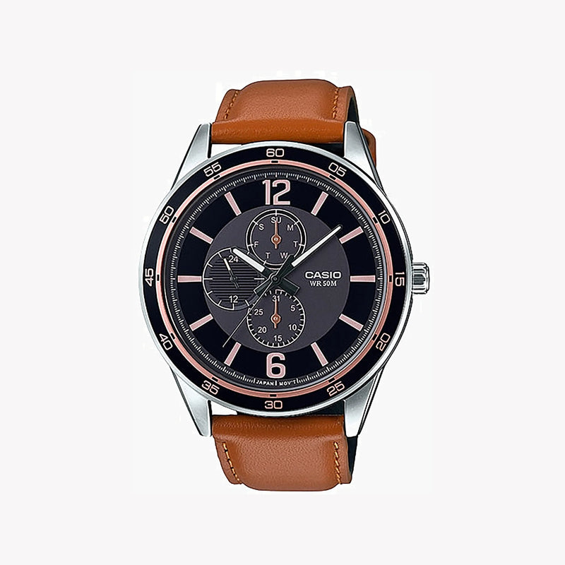 Casio Mtp-E319l-1bvdf Elegant Adventurer - Men's Stylish Leather Watch With Black Dial by i-watch