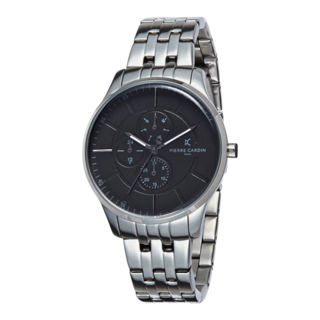 PIERRE CARDIN PC902731F108 ELEGANT TIMEPIECE - STYLISH MEN'S WATCH WITH BLACK DIAL & SILVER BAND