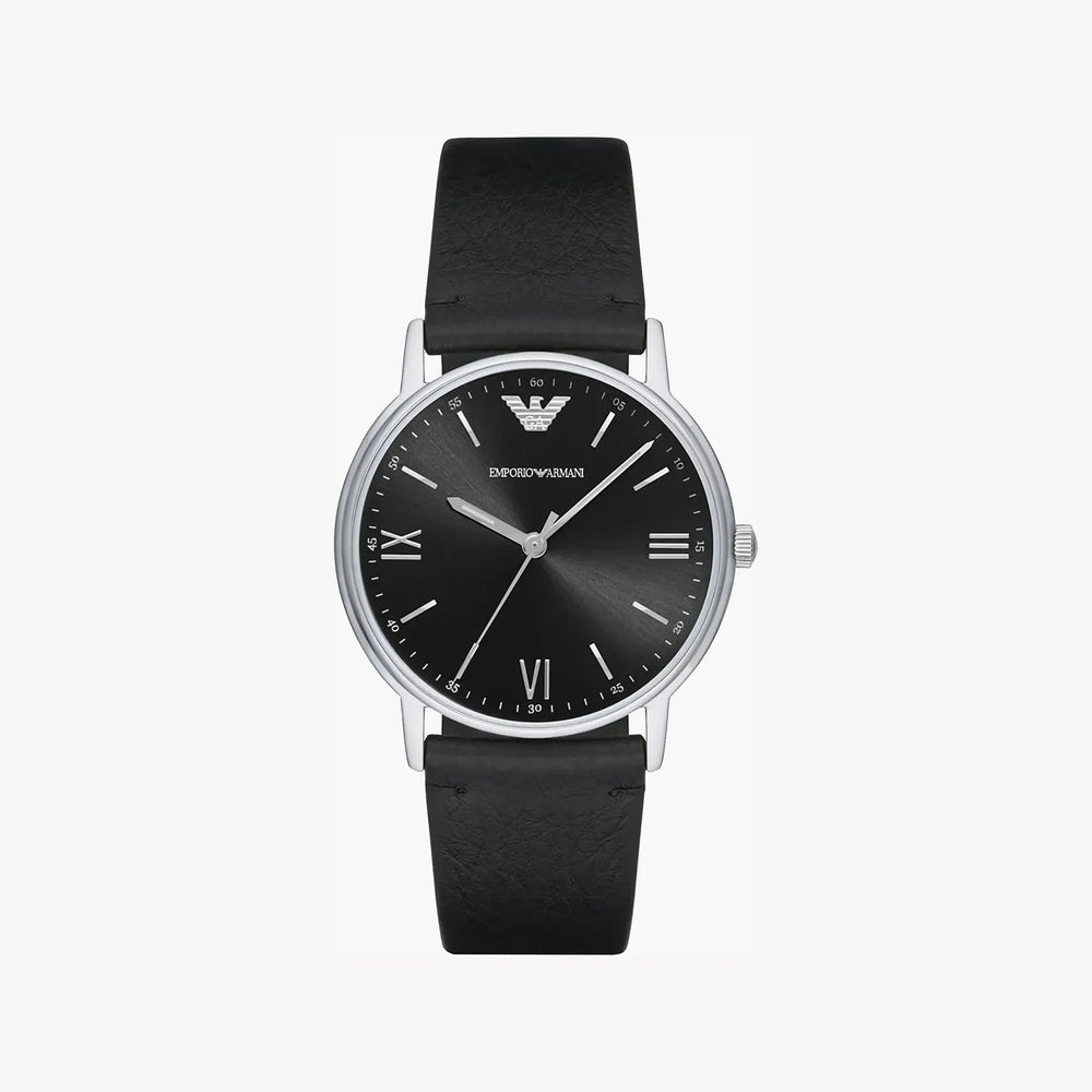 Emporio Armani Men's Silver Stainless Steel, Black Leather | Ar11013 by i-watch
