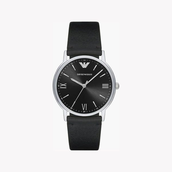 Emporio Armani Men's Silver Stainless Steel, Black Leather | Ar11013 by i-watch