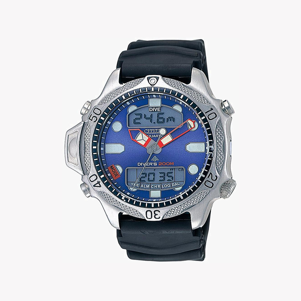 CITIZEN JP1011-07L DIVE MASTER - UNMATCHED PERFORMANCE MEN'S WATCH with Blue Dial & Rugged Rubber Band