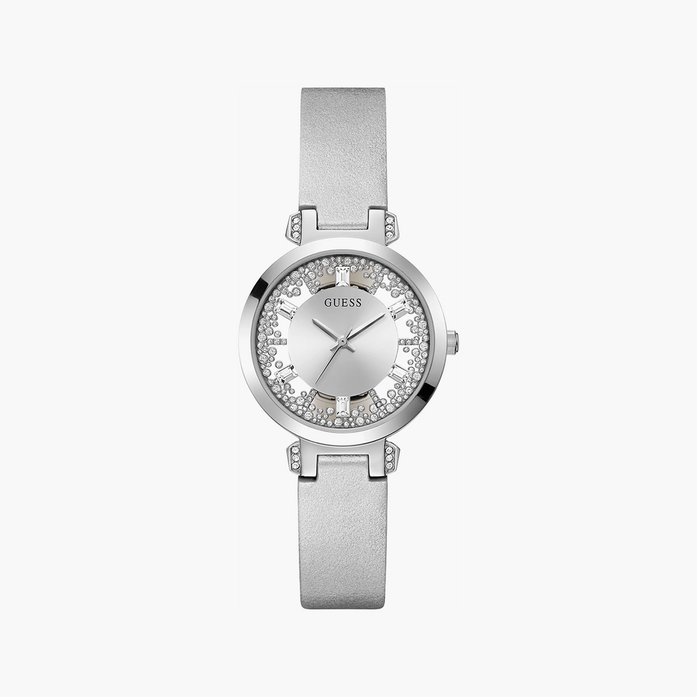 Guess Women's Silver Leather Watch, Silver Dial | Gw0535l3 by i-watch