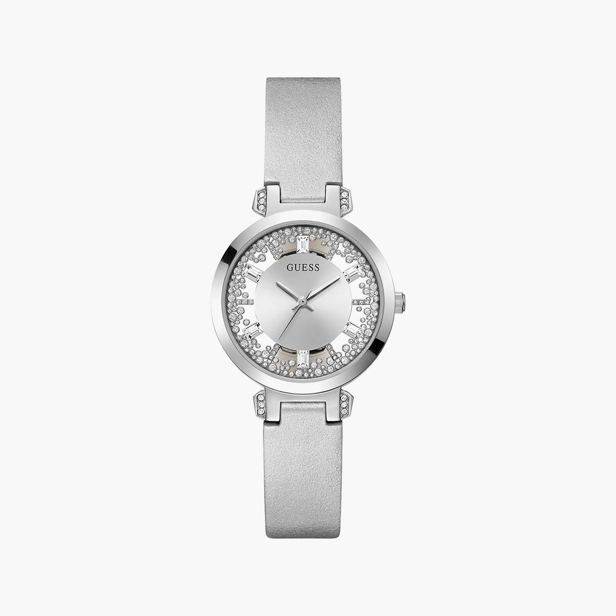 Guess Women's Silver Leather Watch, Silver Dial | Gw0535l3 by i-watch