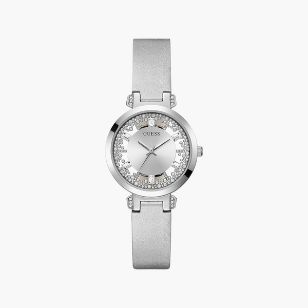 Guess Women's Silver Leather Watch, Silver Dial | Gw0535l3 by i-watch