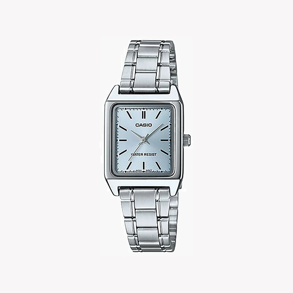 CASIO Women's Watch with Silver Chrome Plated Case and Silver Stainless Steel Band
