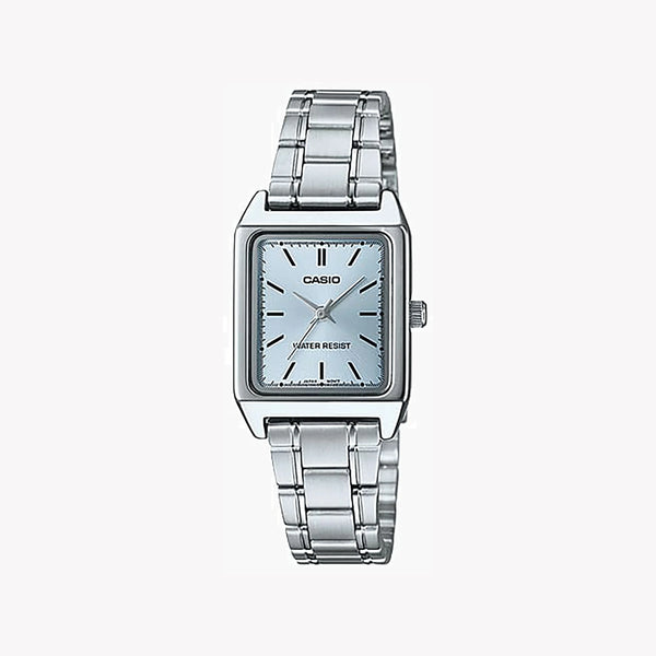 CASIO Women's Watch with Silver Chrome Plated Case and Silver Stainless Steel Band