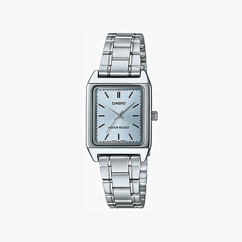 CASIO Women's Watch with Silver Chrome Plated Case and Silver Stainless Steel Band