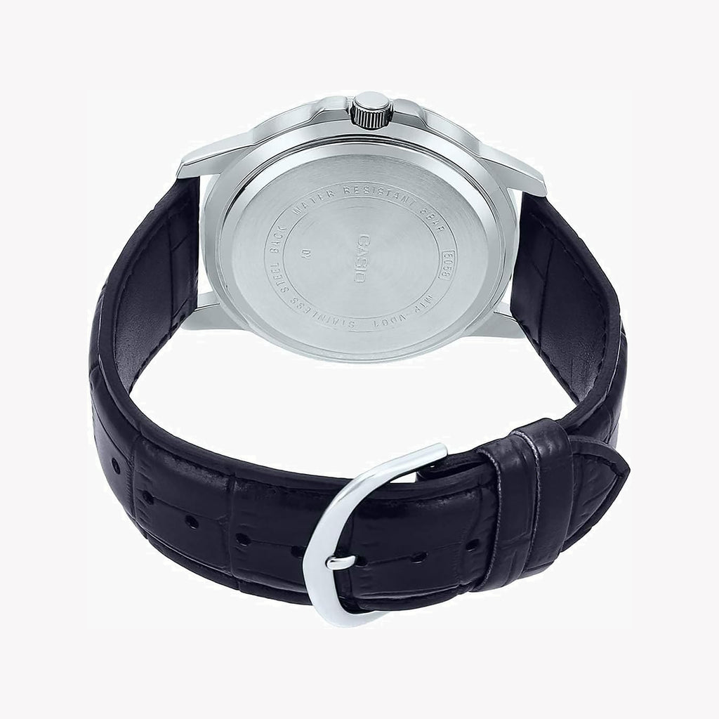 CASIO MTP-VD01L-1CV BOLD STYLE - RUGGEDLY ELEGANT MEN'S WATCH WITH BLACK DIAL & LEATHER BAND-i-Watch-2