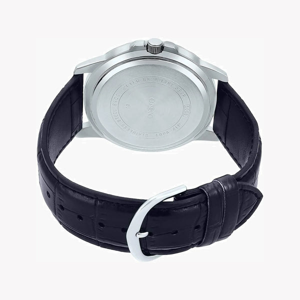Casio Men's Black Leather Watch, Stainless Steel Case | Mtp-Vd01l-1cv by i-watch
