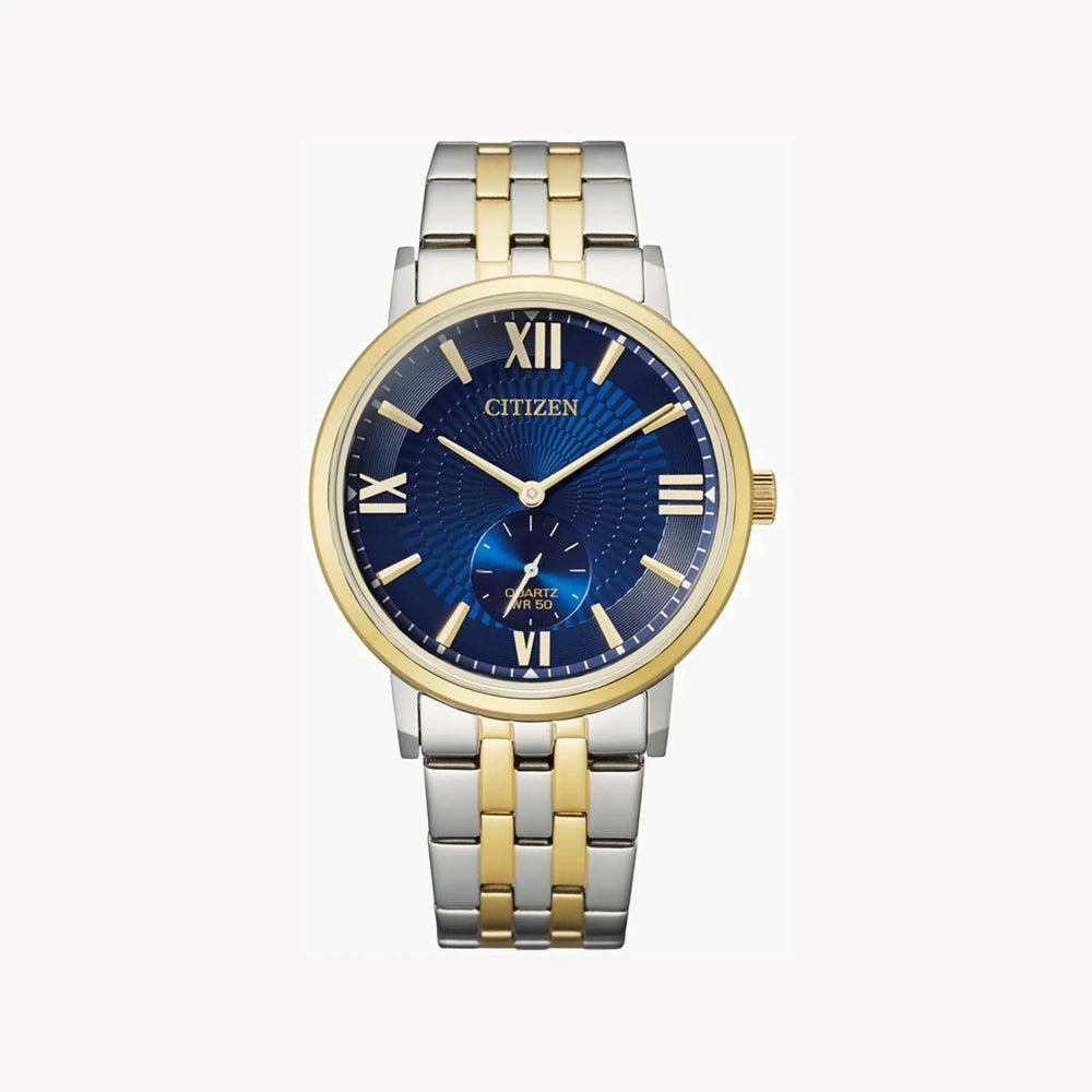 Citizen Men's Silver & Gold Watch, Blue Dial | Be9176-76l by i-watch