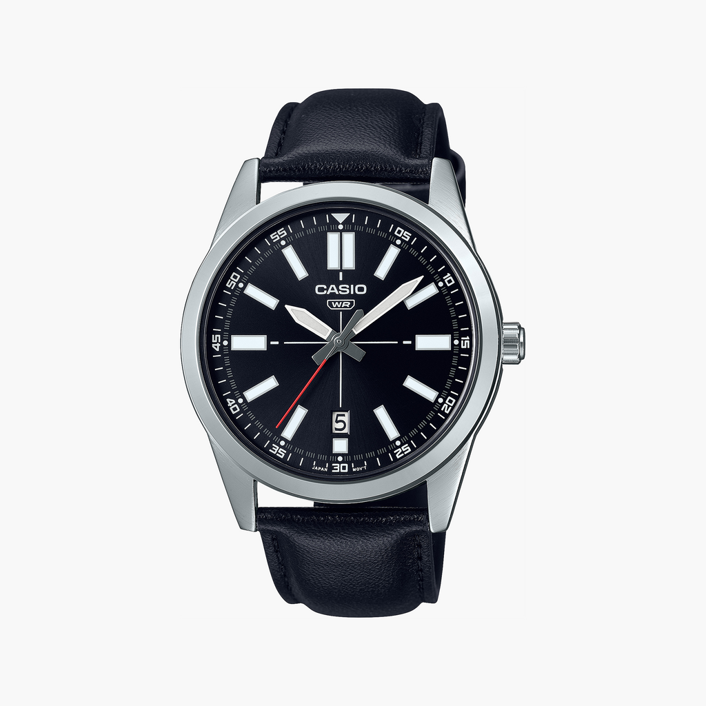 CASIO MTP-VD02L-1E - STYLISH ANALOG WATCH WITH BLACK LEATHER BAND-i-Watch