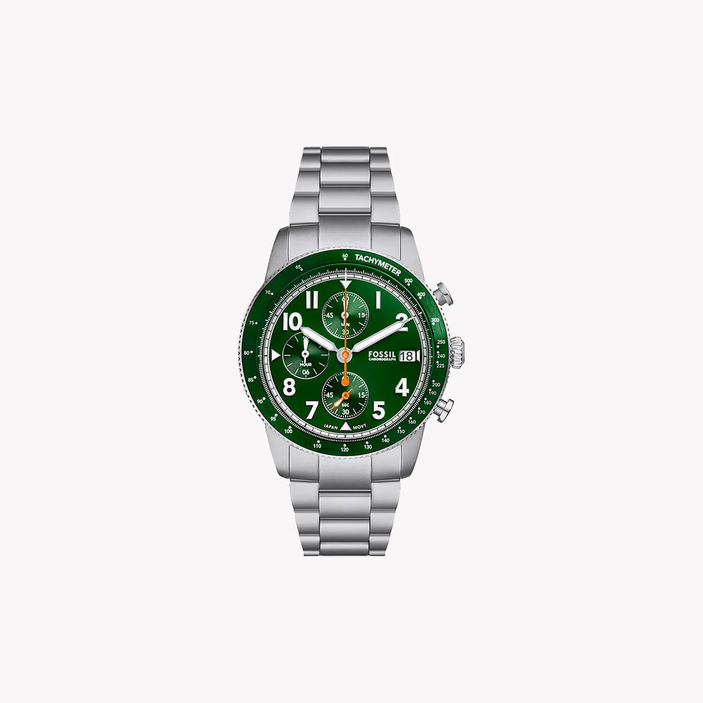 Fossil Men's Silver Watch, Green Dial | Fs6048 by i-watch
