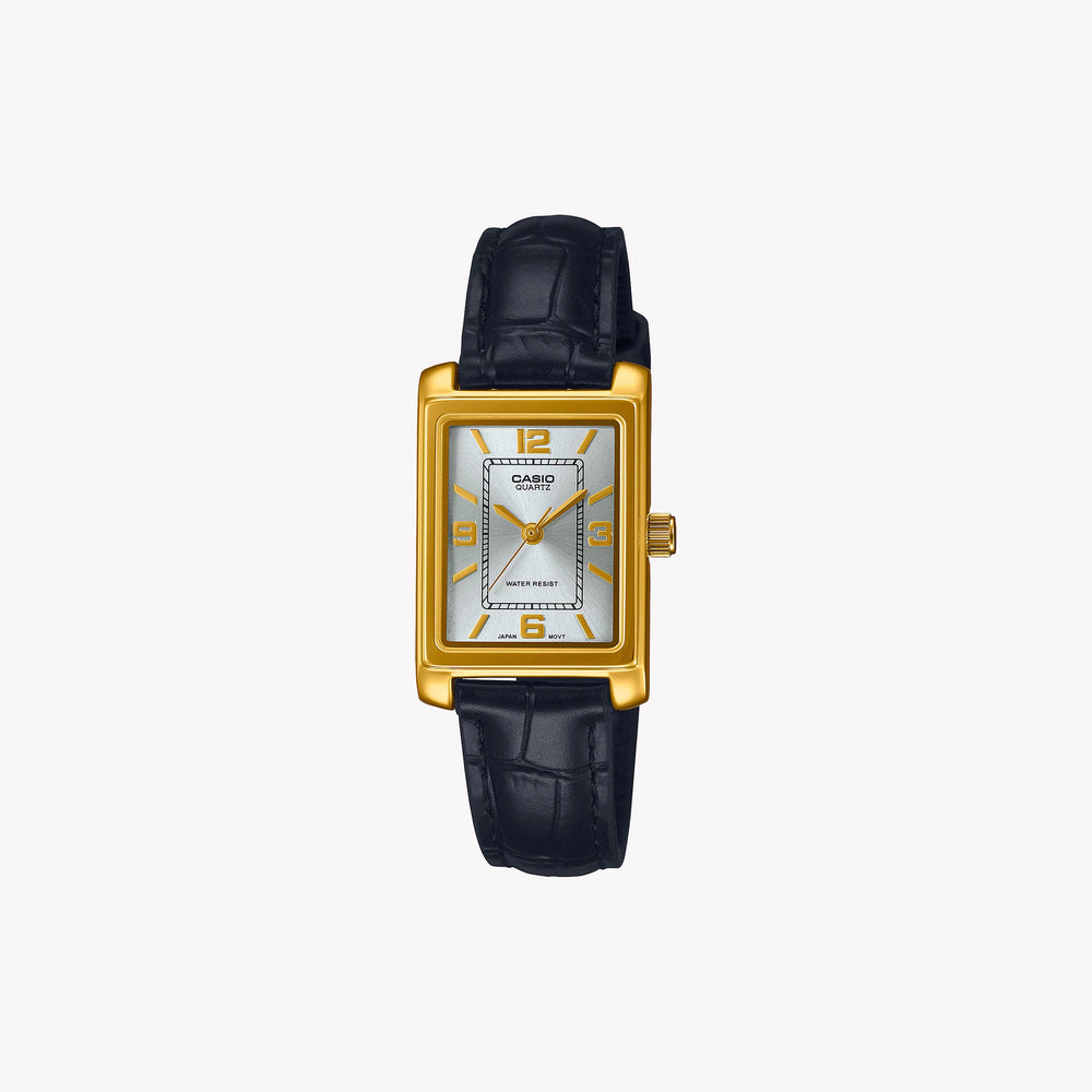 Timeless Elegance Women's Gold Brass Watch, Leather Strap | Ltp-1234pgl-7a2ef by i-watch