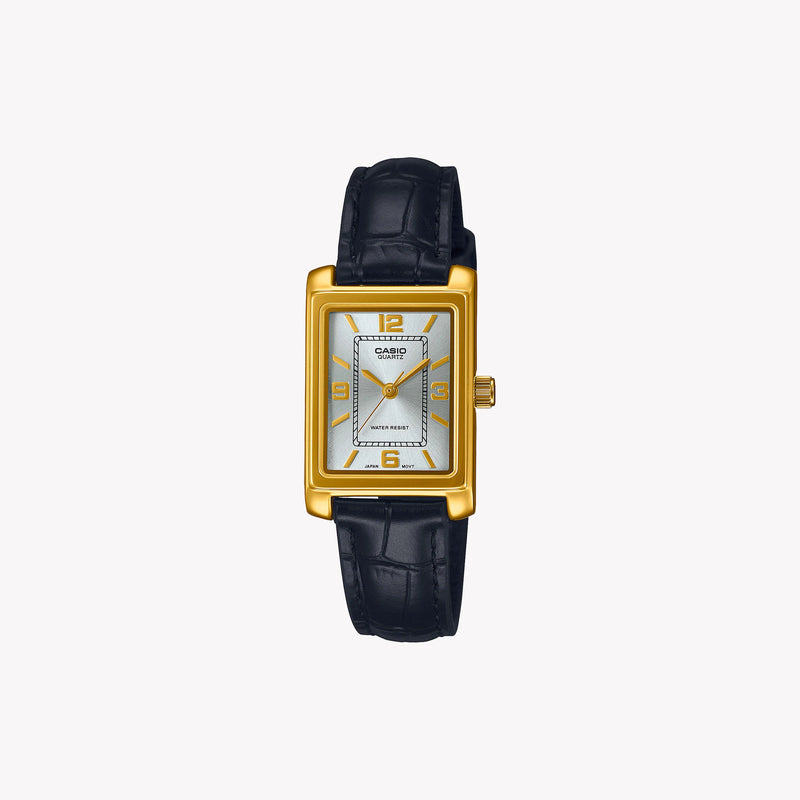 Timeless Elegance Women's Gold Brass Watch, Leather Strap | Ltp-1234pgl-7a2ef by i-watch