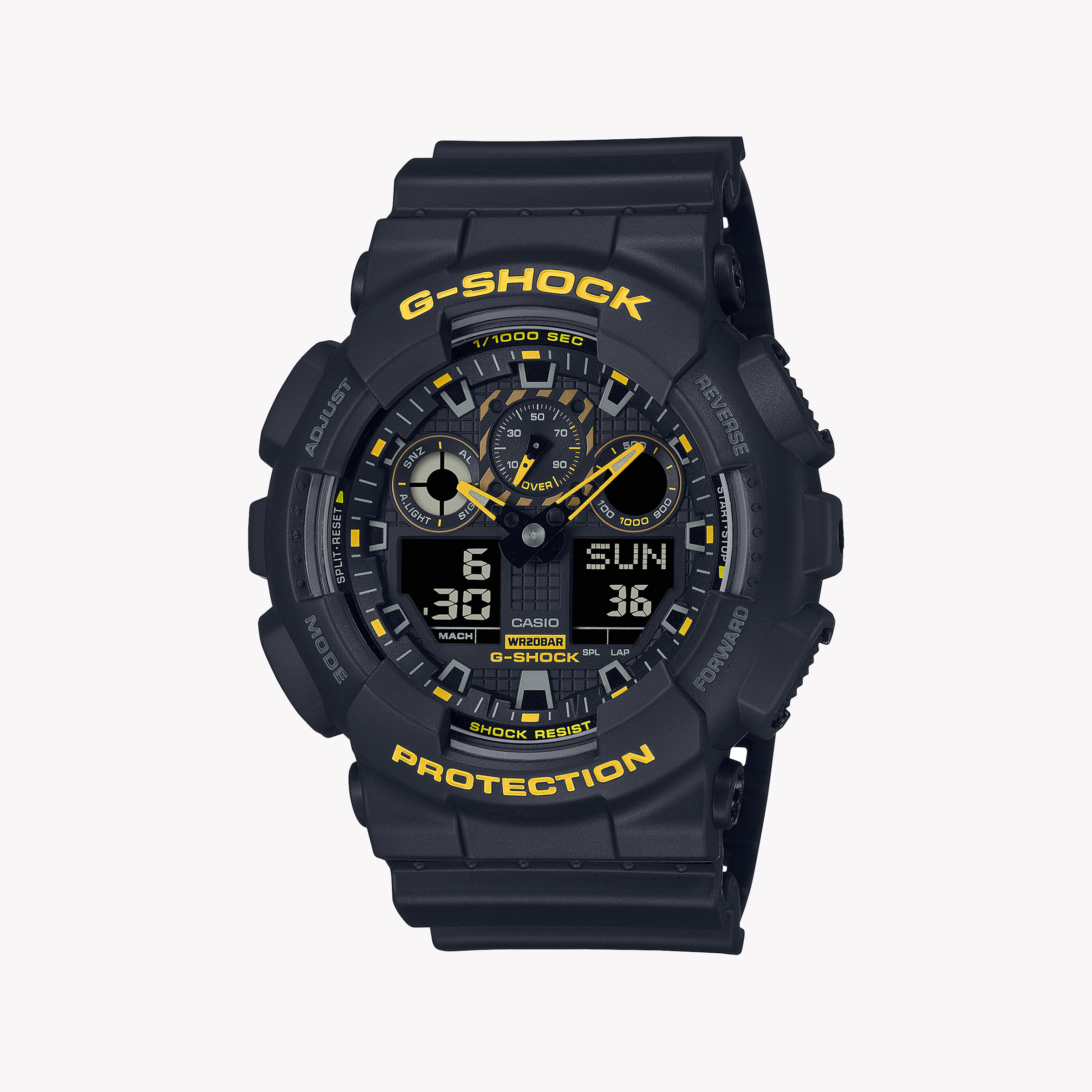 CASIO G-SHOCK GA-100CY-1ADR RUGGED ELEGANCE - BLACK POWERHOUSE Men's Watch with durable resin band and striking digital dial