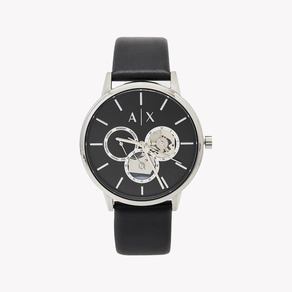 Armani Exchange Men's Silver Watch, Black Leather | Ax2745 by i-watch