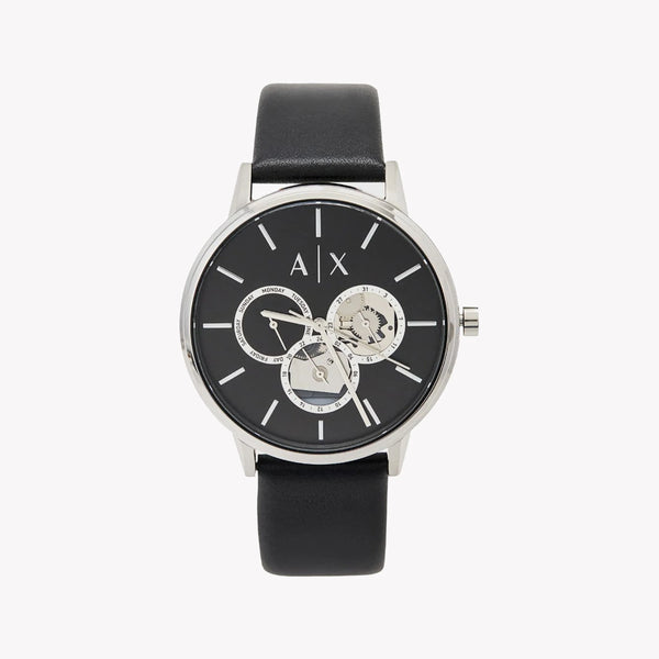 Armani Exchange Men's Silver Watch, Black Leather | Ax2745 by i-watch