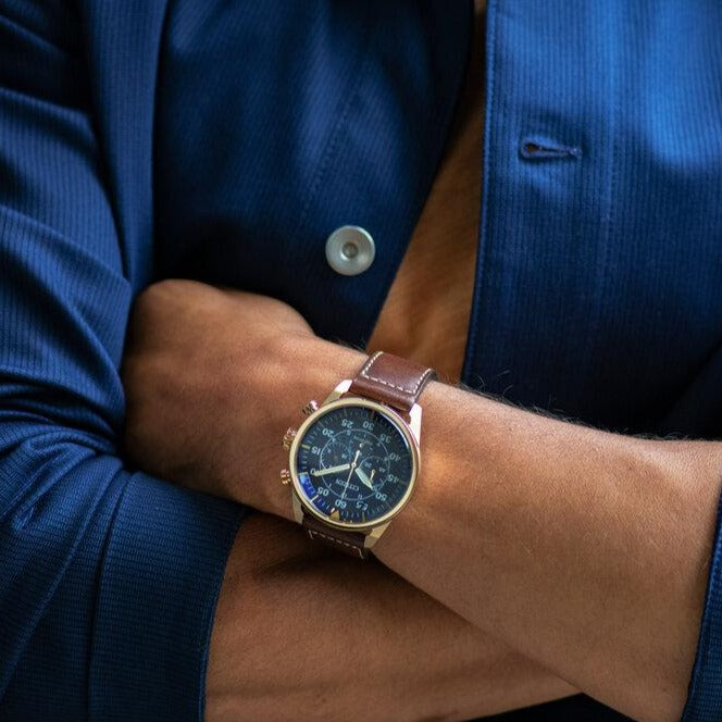 CITIZEN CA4213-26L DYNAMIC SOPHISTICATION - MENS GOLD & BLUE CHRONOGRAPH WATCH-i-Watch-3