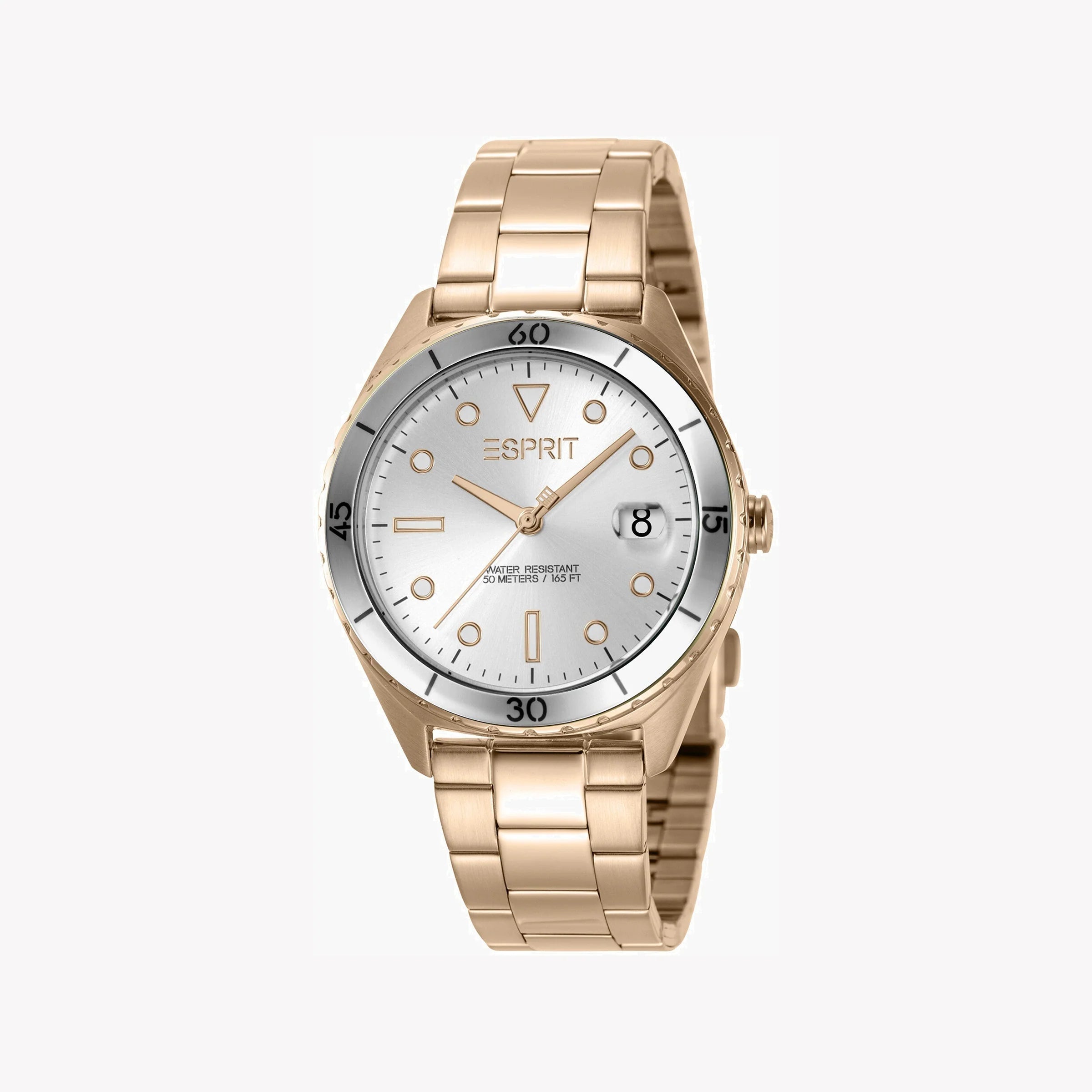 ESPRIT Women's Watch with Silver Stainless Steel Case and Rose Gold Stainless Steel Band