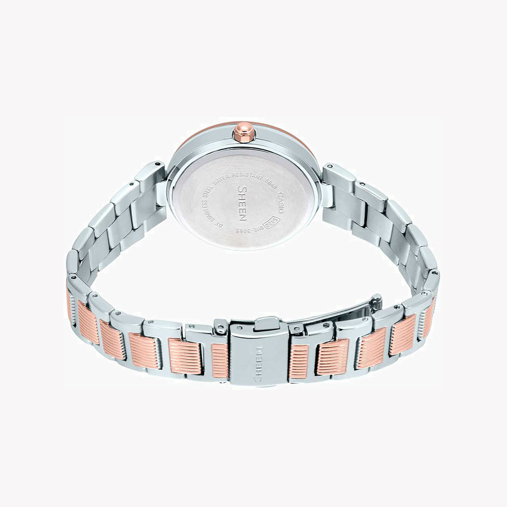 CASIO SHE-3065SPG-7AUDF ELEGANT SPORTY CHIC - WOMEN'S ROSE GOLD & SILVER STAINLESS STEEL WATCH-i-Watch-3