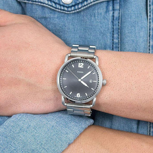 Fossil Men's Silver Stainless Steel Watch, Black Dial | Fs5391 by i-watch