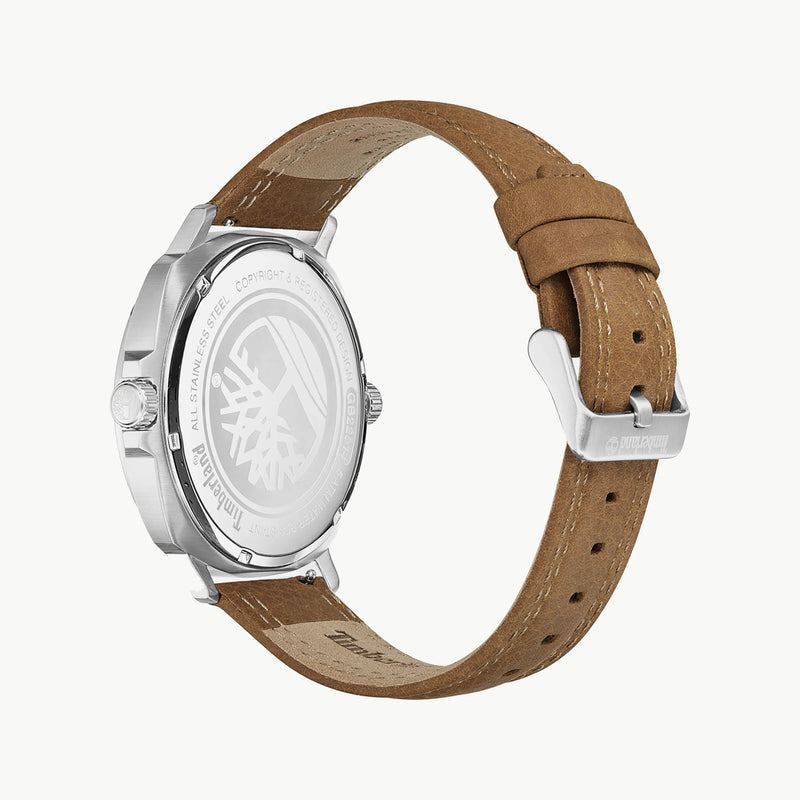 Timberland Men's Silver Stainless Steel Watch, Brown Leather | Tdwgb2201402 by i-watch
