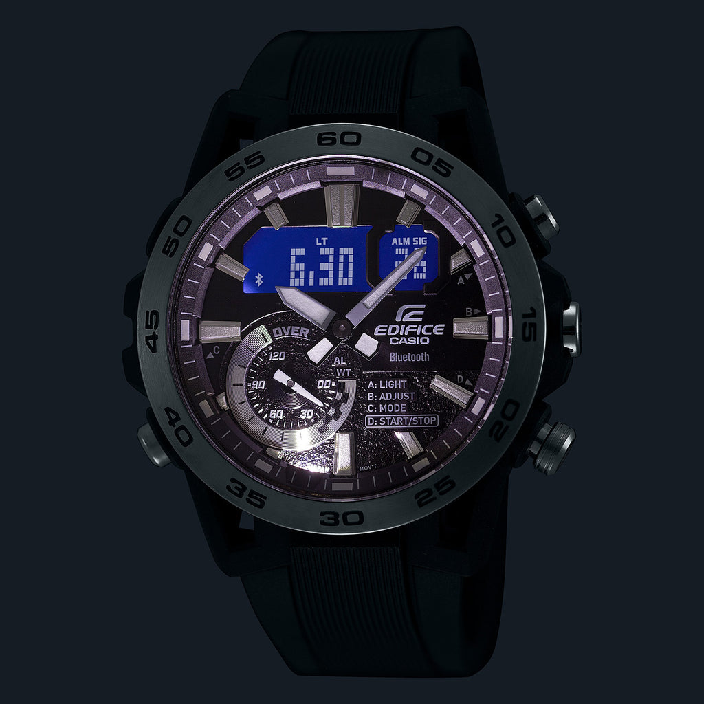 CASIO EDIFICE ECB-40P-1AEF - BOLD BLACK PERFORMANCE MEN'S WATCH with Rubber Band & Precision Timekeeping-i-Watch-4