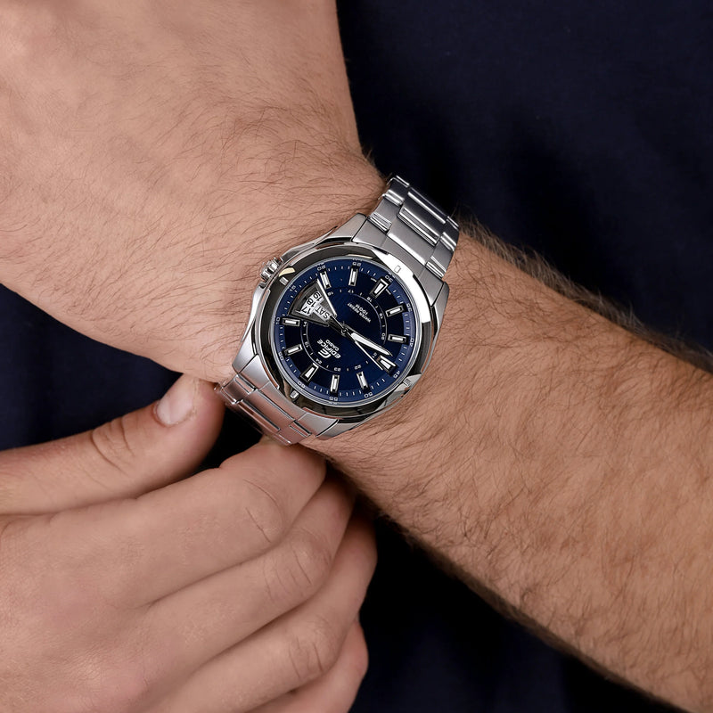 CASIO EF-129D-2AVEF - TIMELESS ELEGANCE MEN'S WATCH WITH SILVER STAINLESS STEEL BRACELET AND BLUE DIAL-i-Watch-4