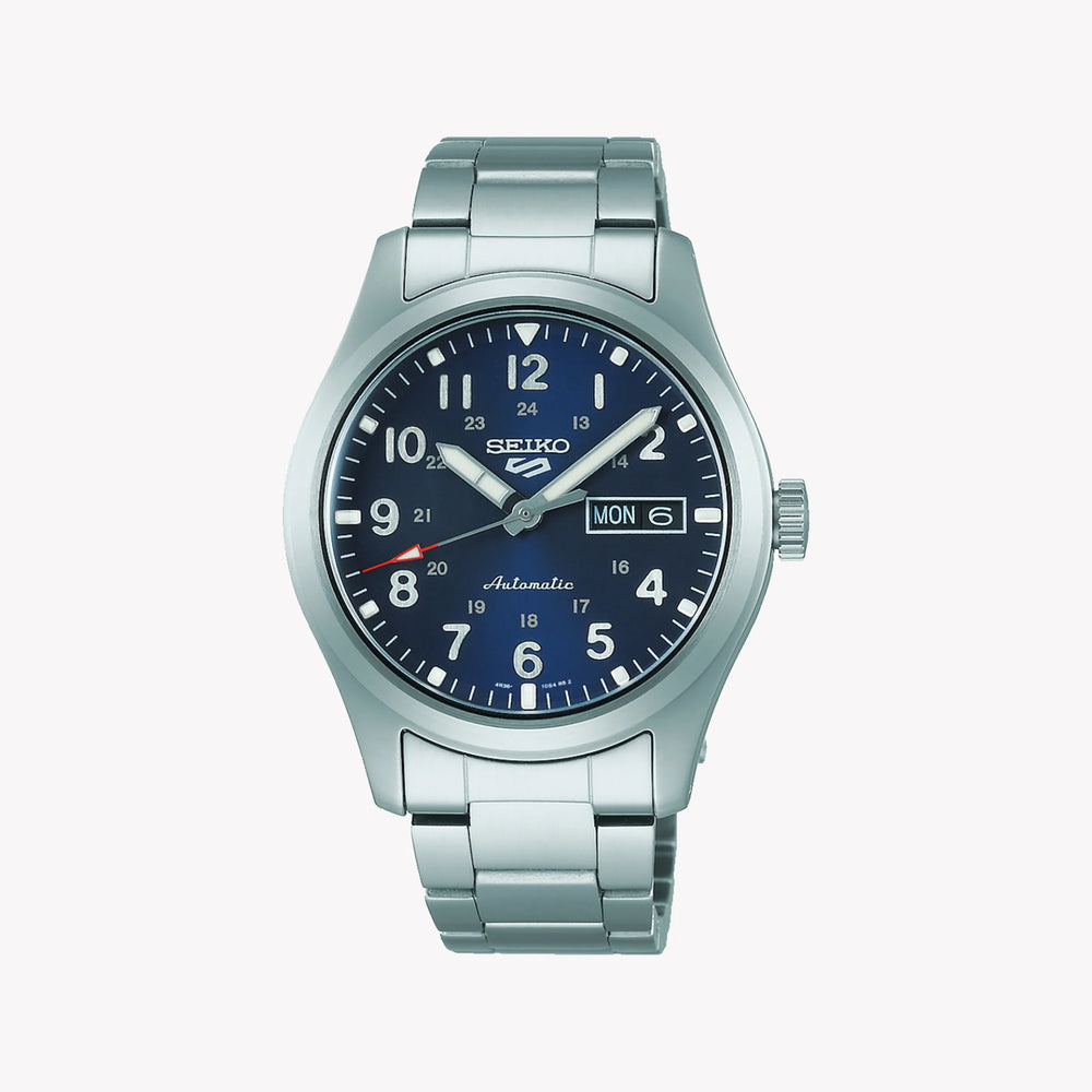 Seiko 5 Men's Silver Watch, Blue Dial | Srpg29k1 by i-watch