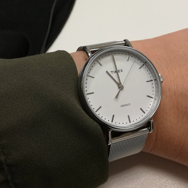 Timex Women's Silver Stainless Steel Watch, White Dial | Tw2r26600 by i-watch