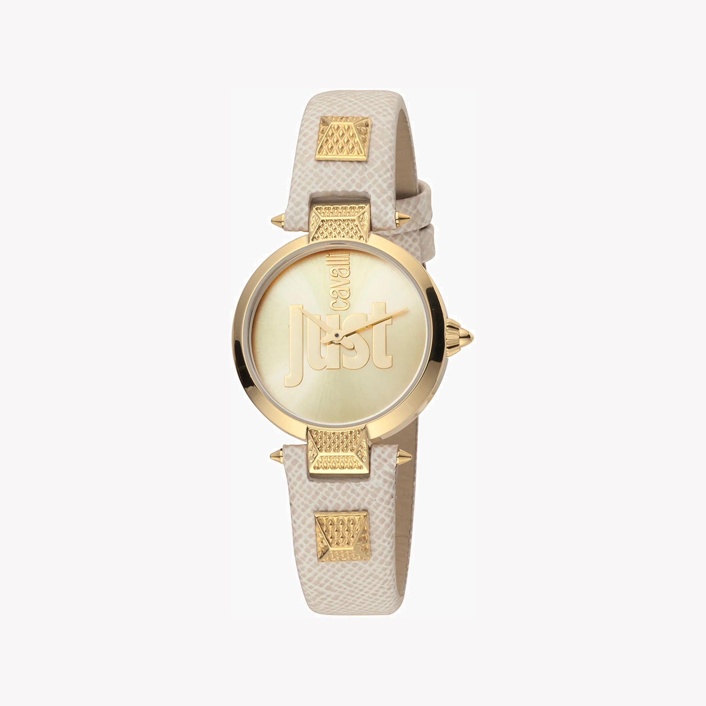 JUST CAVALLI Women's Watch with Gold Stainless Steel Case and Gray Leather Band