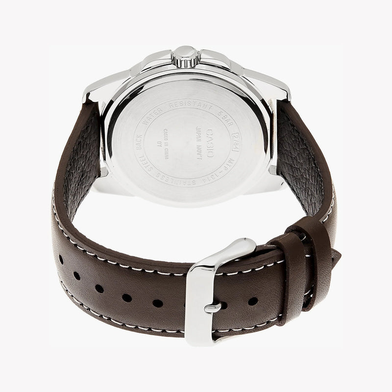 Casio Men's Silver Stainless Steel, Brown Leather | Mtp-1314l-7a by i-watch