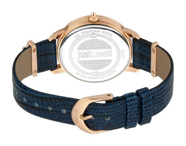 Just Cavalli Women's Rose Gold Stainless Steel Watch, Blue Leather Case | Jc1l127l0035 by i-watch