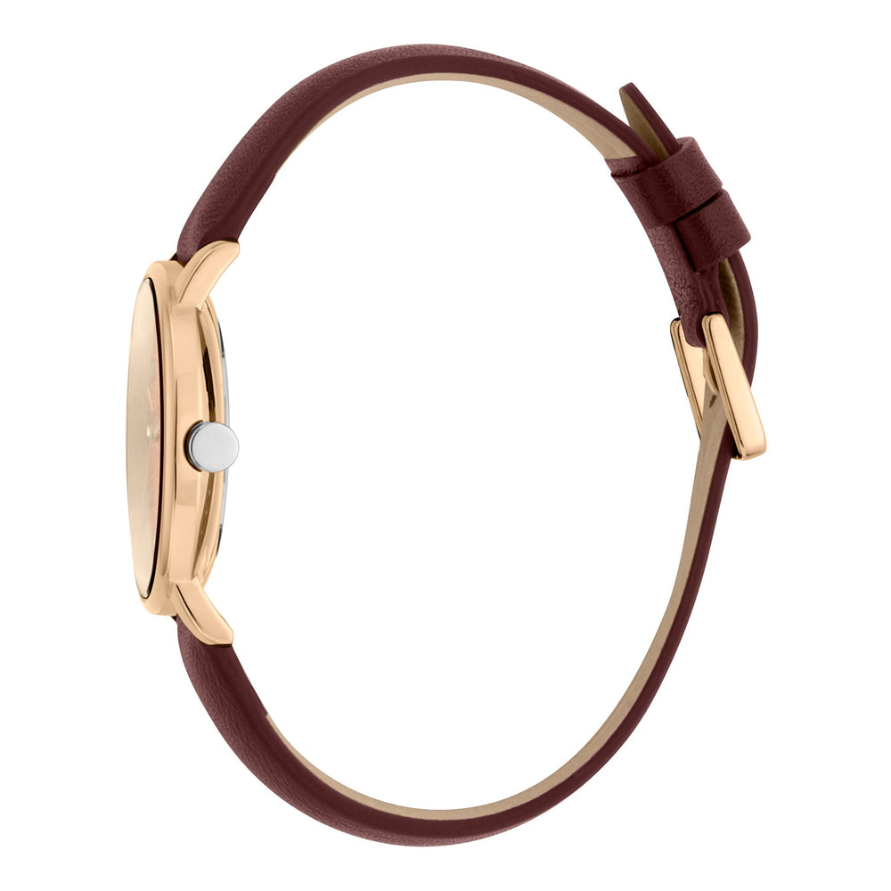 Esprit Women's Watch With Rose Gold Stainless Steel Case And Burgundy Leather Band by i-watch