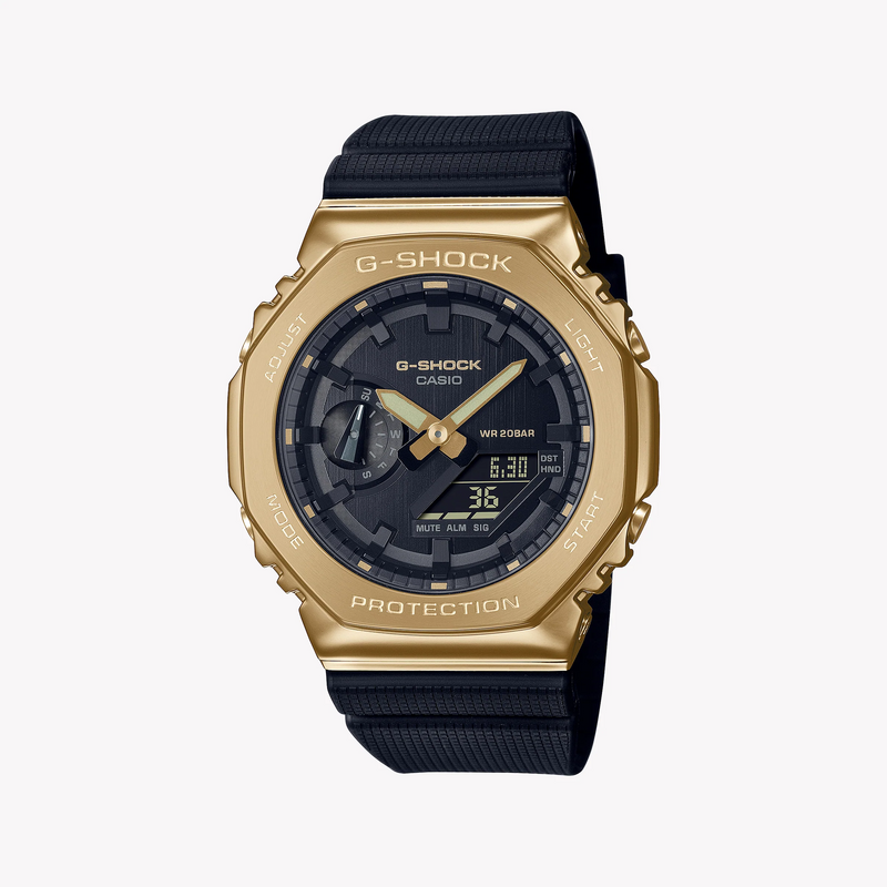Casio G-Shock Gm-2100g-1a9dr - Bold Gold Metal Clad Men's Watch With Black Resin Band by i-watch