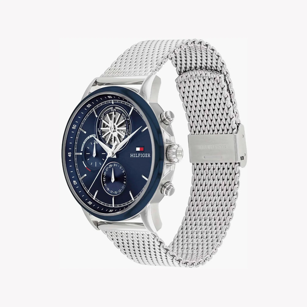 Tommy Hilfiger Men's Silver Stainless Steel Watch, Blue Dial | 1692154 by i-watch
