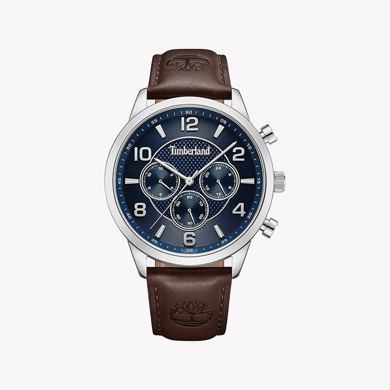 Timberland Men's Silver & Brown Leather Watch, Blue Dial | Tdwgf0042101 by i-watch