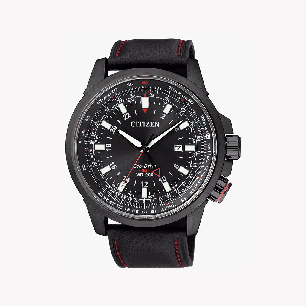 CITIZEN BJ7076-00E - RUGGED ELEGANCE Eco-Drive Men's Watch with Black Leather Band & 20 ATM Water Resistance