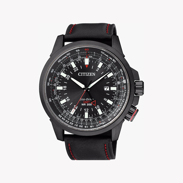 Citizen Bj7076-00e - Rugged Elegance Eco-Drive Men's Watch With Black Leather Band & 20 Atm Water Resistance by i-watch