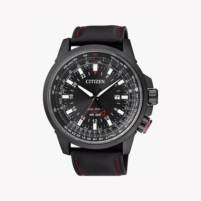 Citizen Bj7076-00e - Rugged Elegance Eco-Drive Men's Watch With Black Leather Band & 20 Atm Water Resistance by i-watch