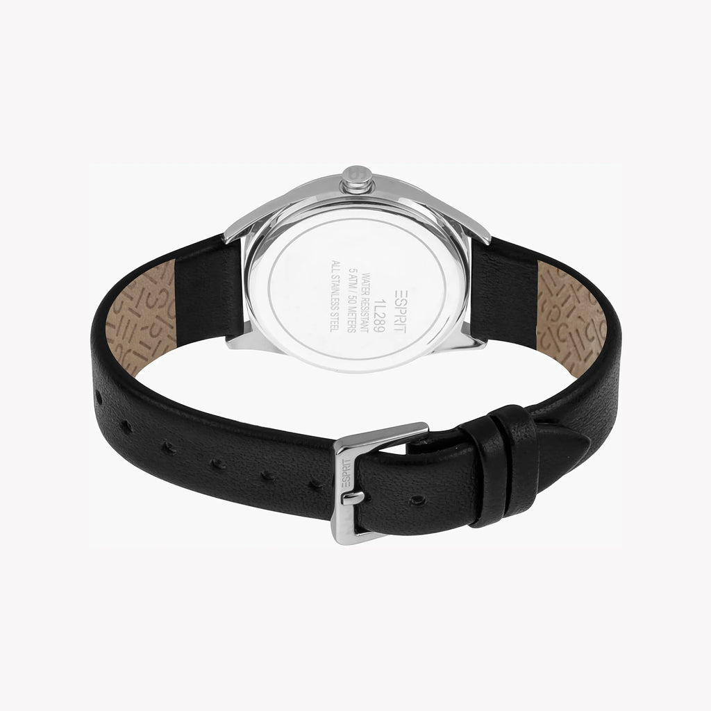 ESPRIT Women's Watch with Silver Stainless Steel Case and Black Leather Band-i-Watch-4