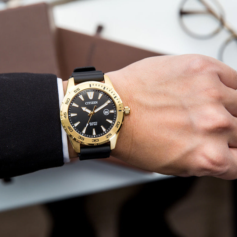 CITIZEN BI1043-01E BOLD EXPRESSION - Men's Gold & Black Urethane Watch for Every Adventure-i-Watch-6